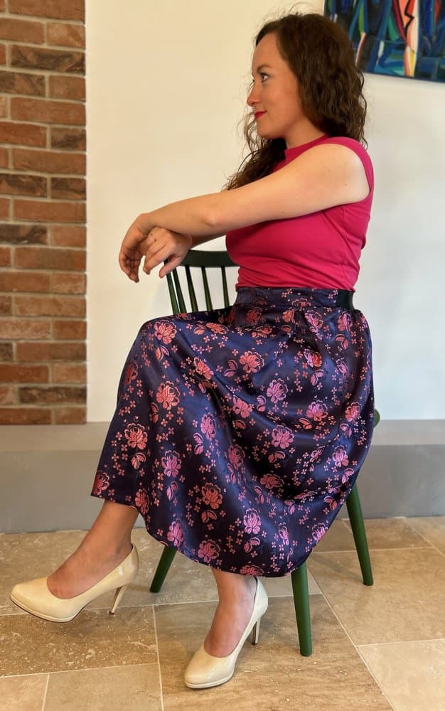 Brokátová sukně Pomněnky modrá – foto 2